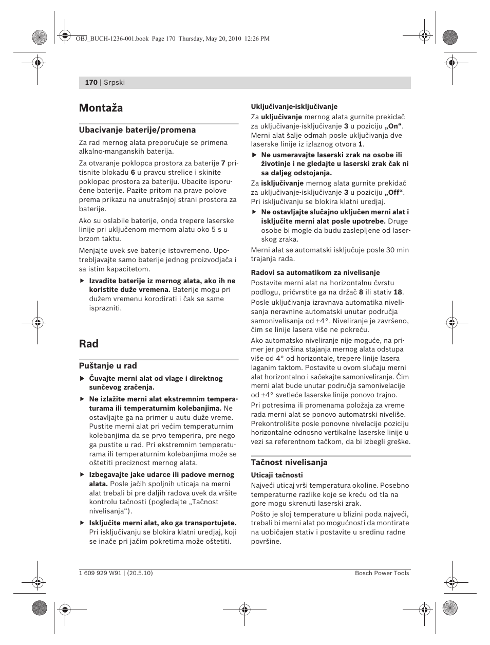 Montaža | Bosch GLL 2 Professional User Manual | Page 170 / 217