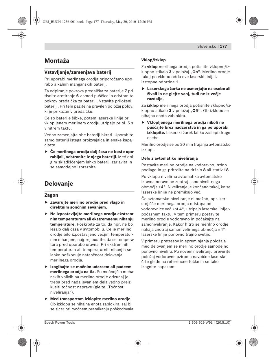 Montaža, Delovanje | Bosch GLL 2 Professional User Manual | Page 177 / 217