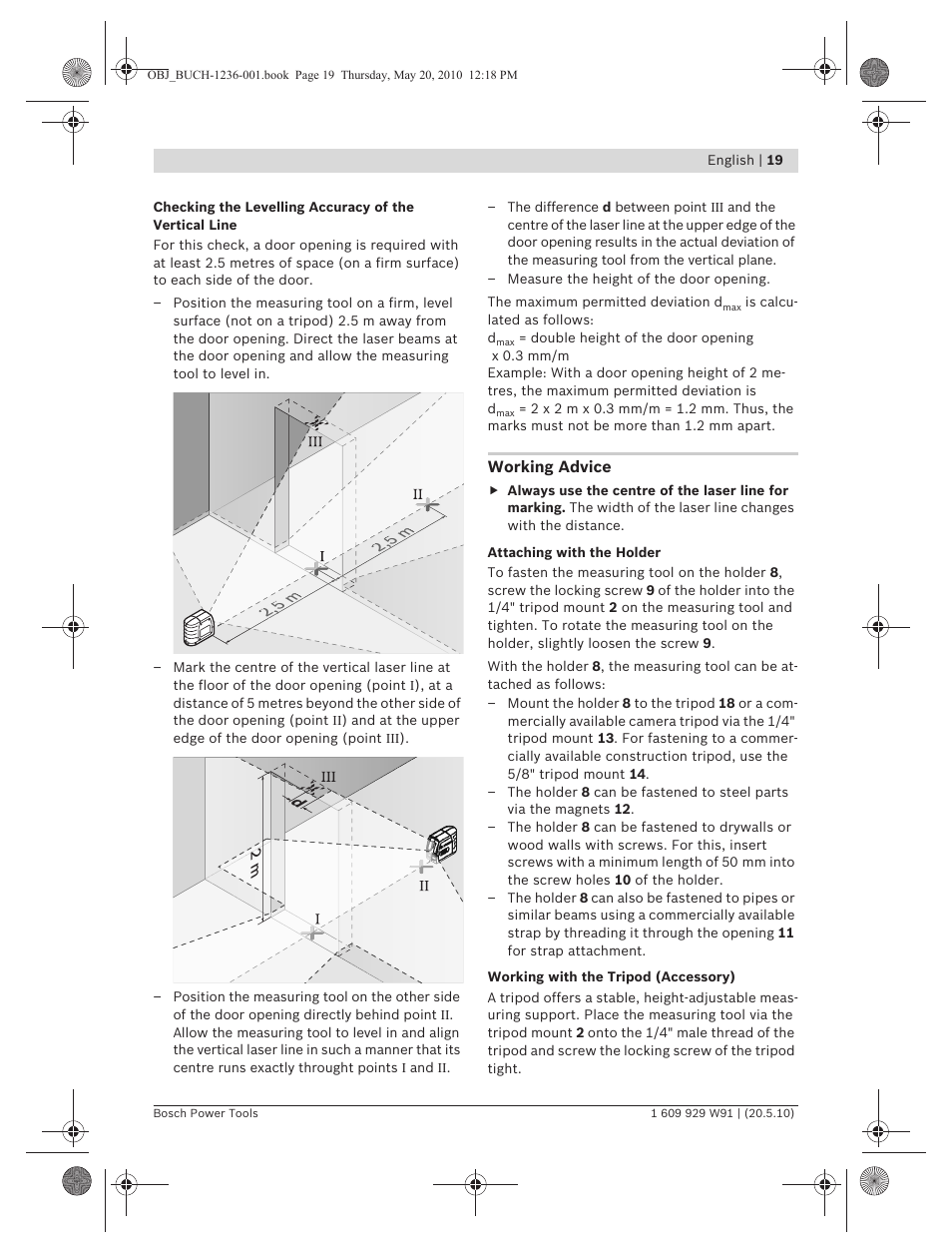 Bosch GLL 2 Professional User Manual | Page 19 / 217