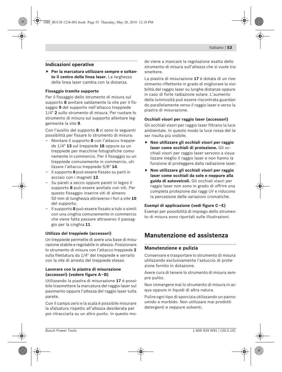 Manutenzione ed assistenza | Bosch GLL 2 Professional User Manual | Page 53 / 217