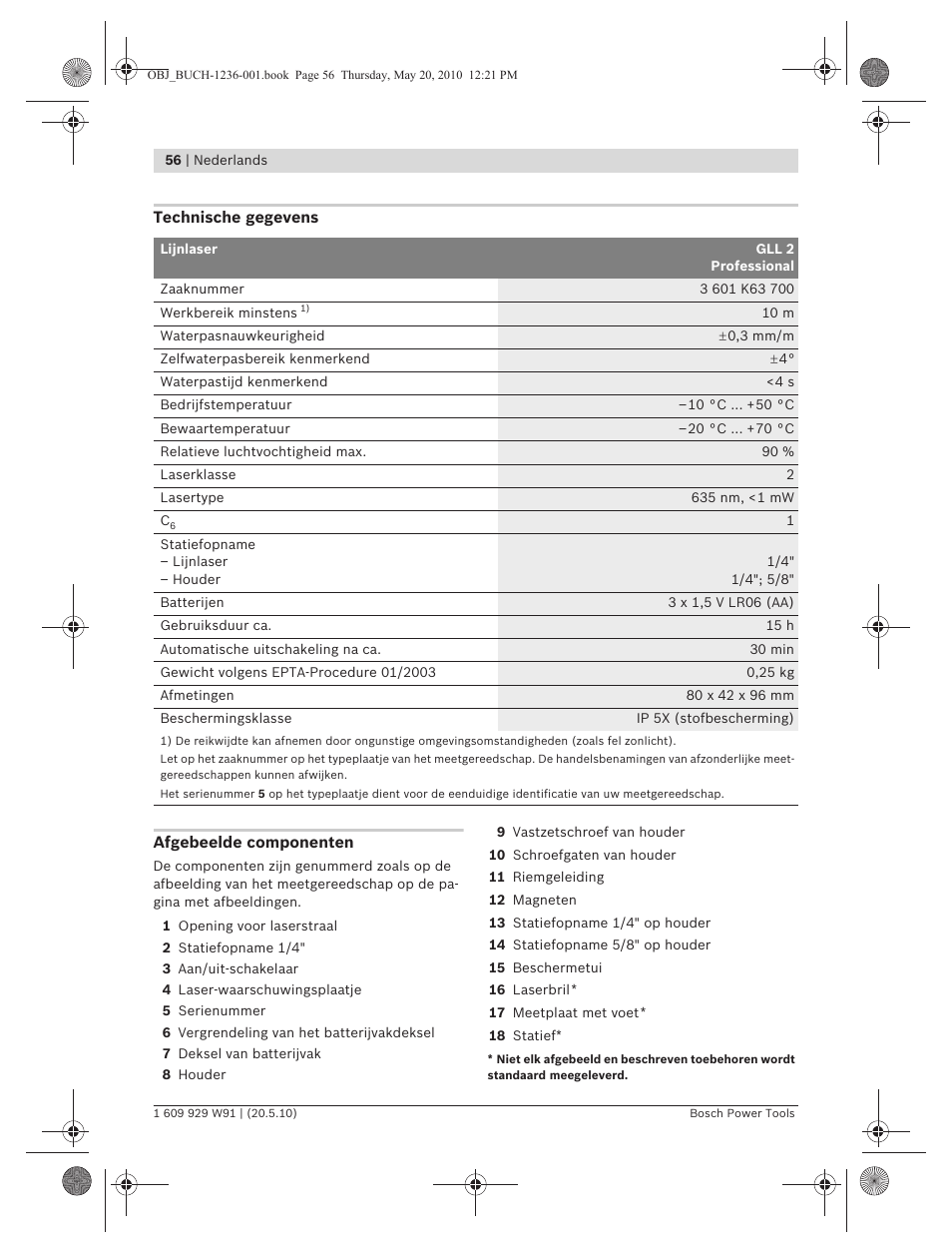 Bosch GLL 2 Professional User Manual | Page 56 / 217