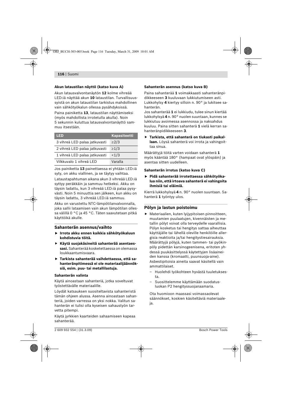 Bosch GSA 36 V-LI Professional User Manual | Page 116 / 289