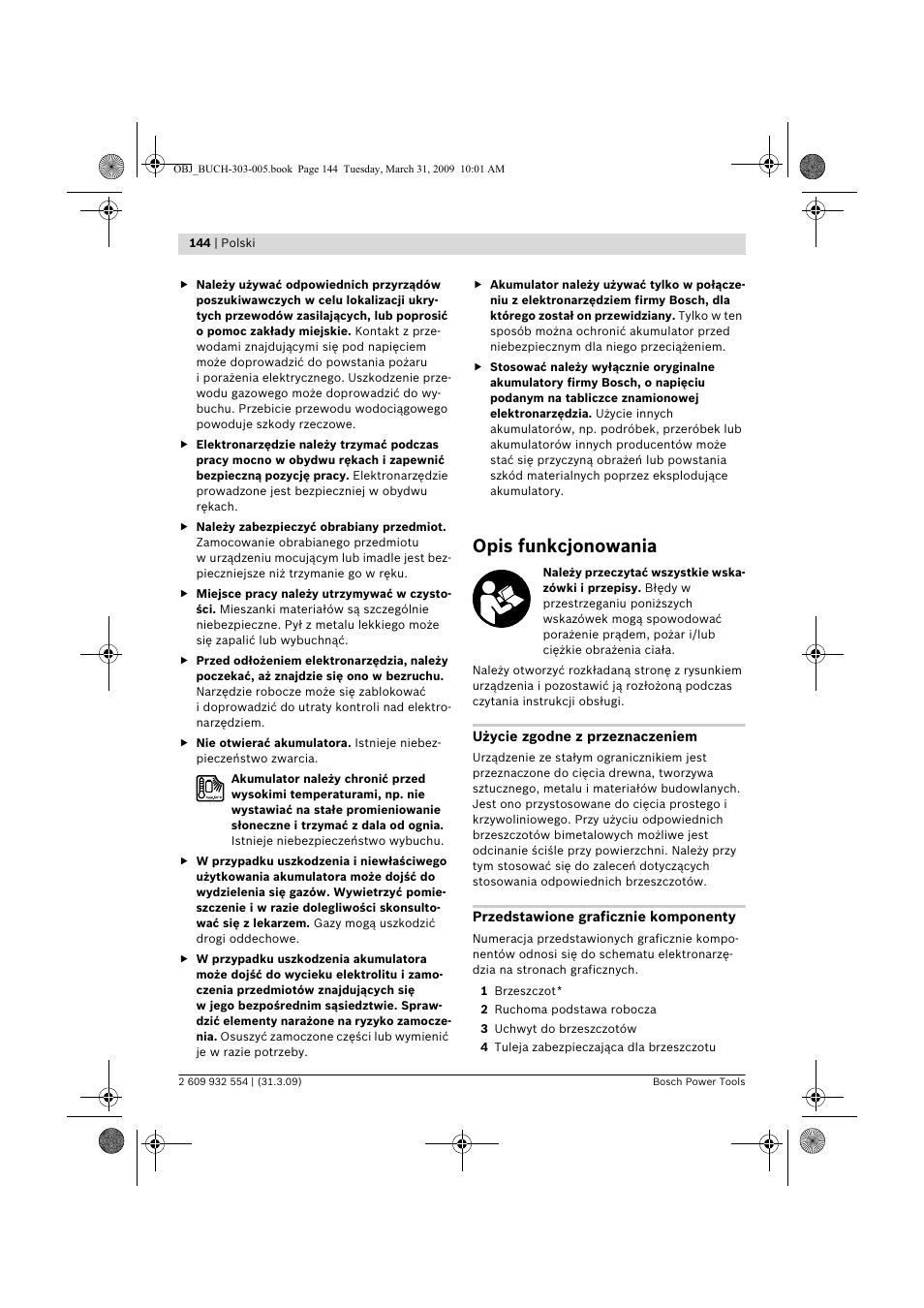 Opis funkcjonowania | Bosch GSA 36 V-LI Professional User Manual | Page 144 / 289