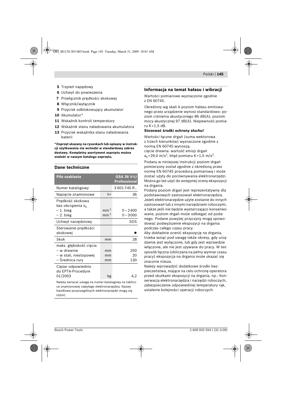 Bosch GSA 36 V-LI Professional User Manual | Page 145 / 289