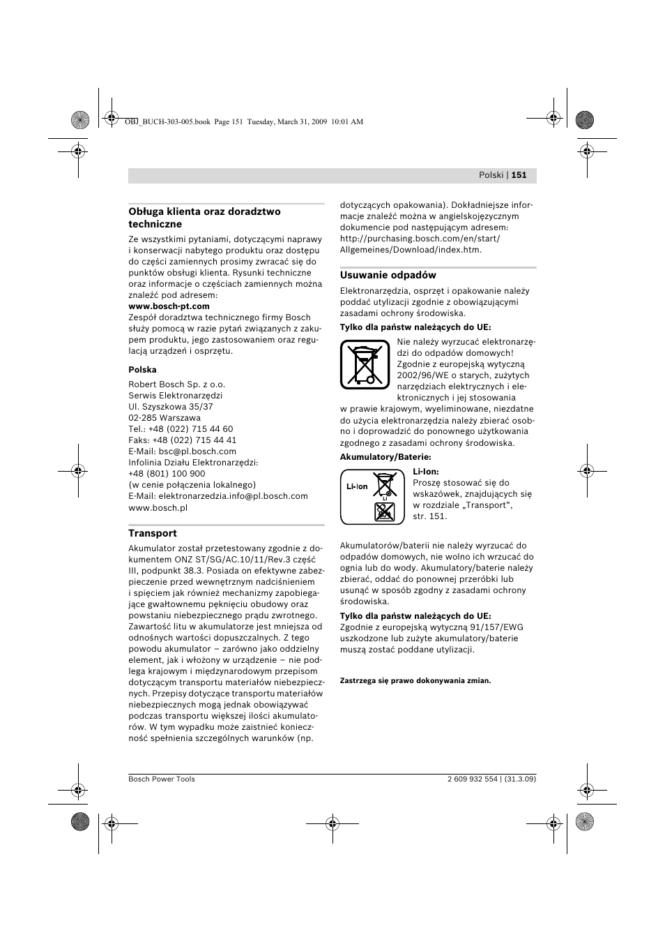 Bosch GSA 36 V-LI Professional User Manual | Page 151 / 289