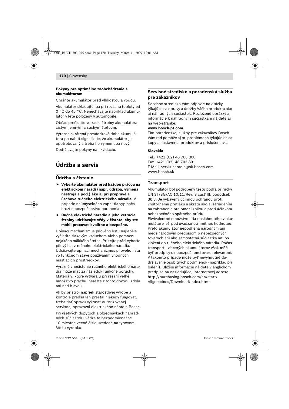 Údržba a servis | Bosch GSA 36 V-LI Professional User Manual | Page 170 / 289