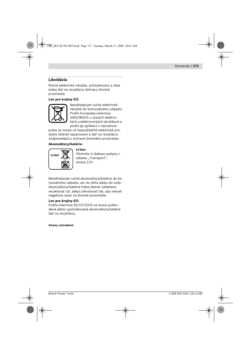 Bosch GSA 36 V-LI Professional User Manual | Page 171 / 289