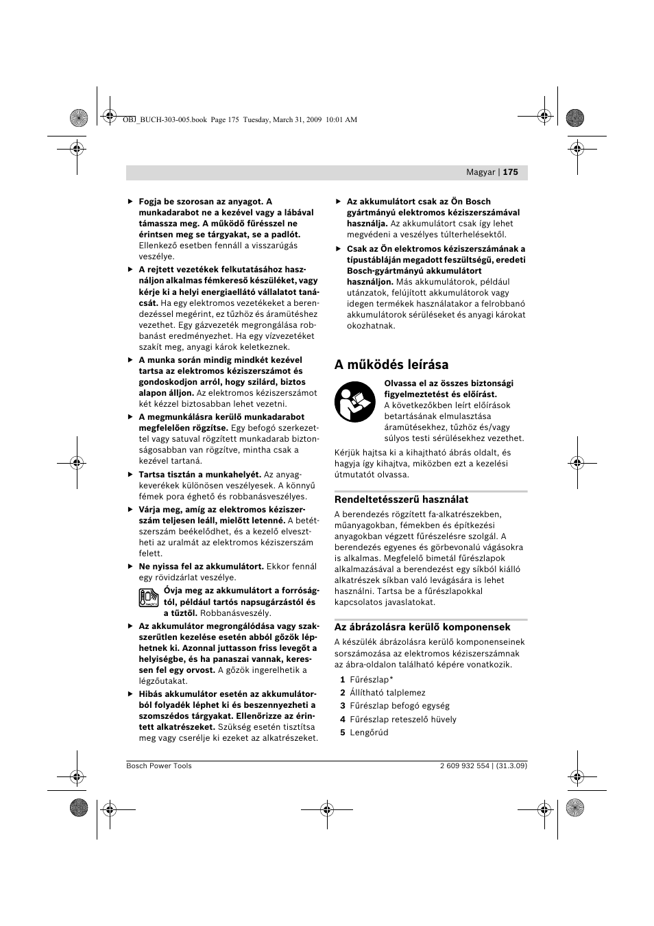 A működés leírása | Bosch GSA 36 V-LI Professional User Manual | Page 175 / 289