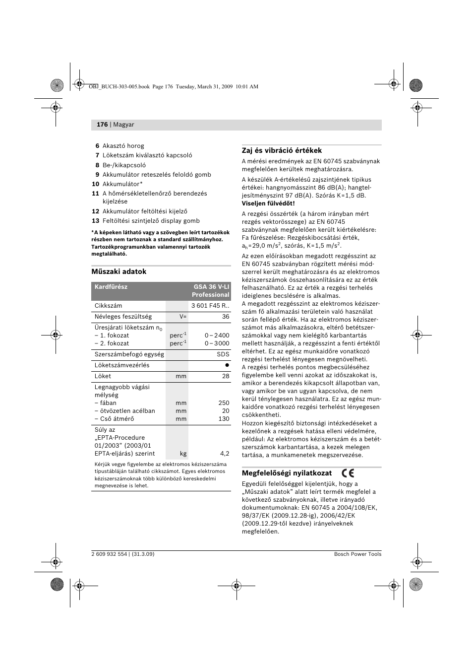 Bosch GSA 36 V-LI Professional User Manual | Page 176 / 289