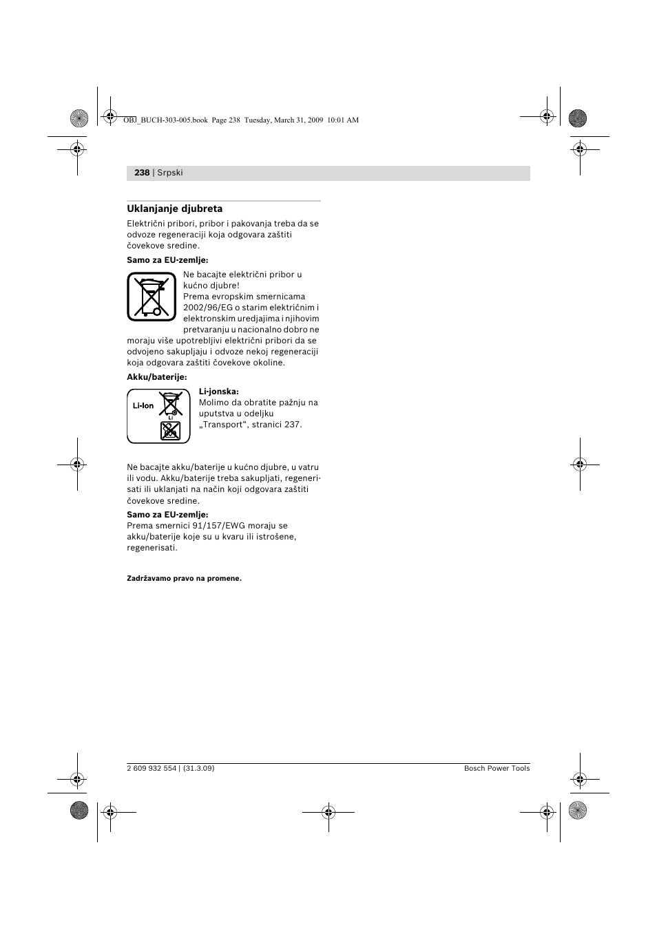 Bosch GSA 36 V-LI Professional User Manual | Page 238 / 289