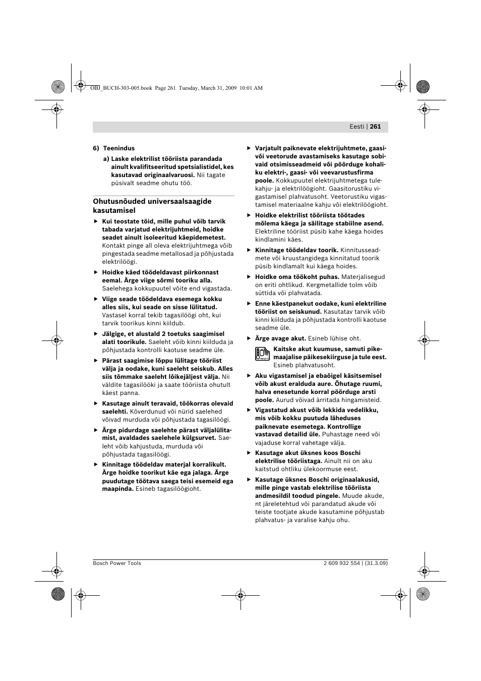 Bosch GSA 36 V-LI Professional User Manual | Page 261 / 289