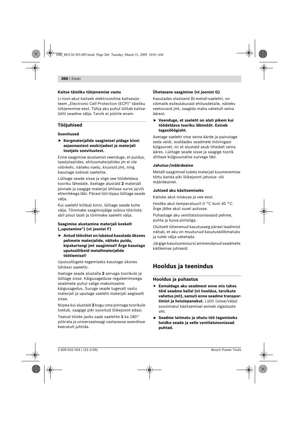 Hooldus ja teenindus | Bosch GSA 36 V-LI Professional User Manual | Page 266 / 289