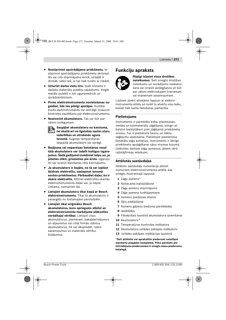 Funkciju apraksts | Bosch GSA 36 V-LI Professional User Manual | Page 271 / 289