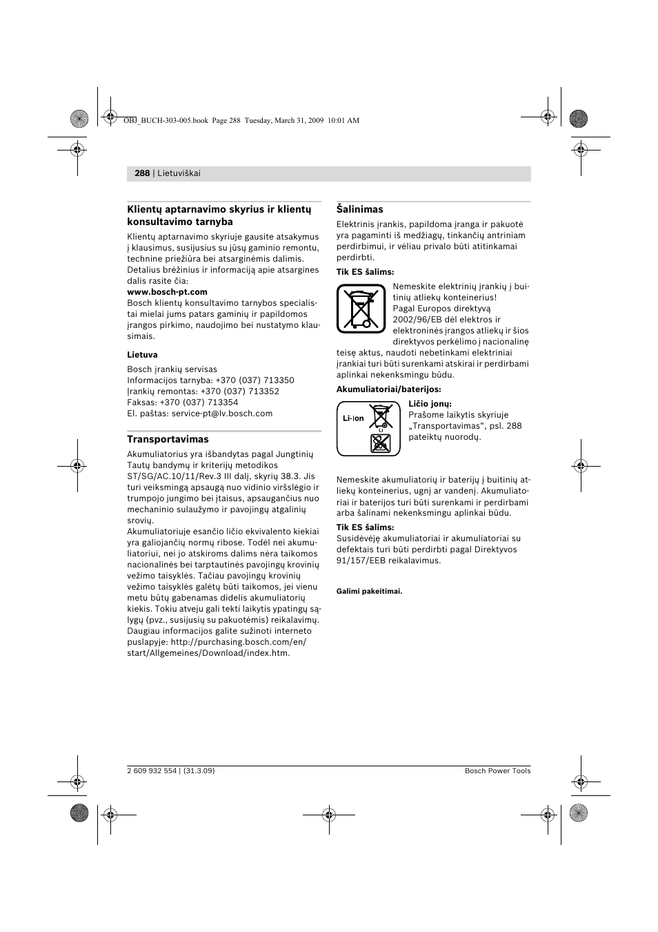 Bosch GSA 36 V-LI Professional User Manual | Page 288 / 289