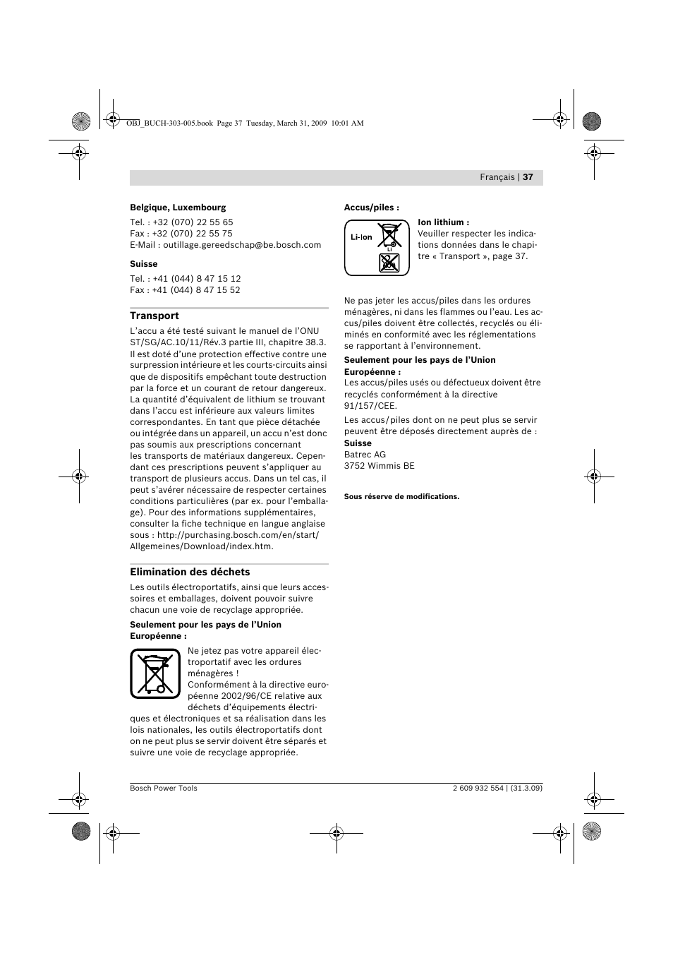 Bosch GSA 36 V-LI Professional User Manual | Page 37 / 289