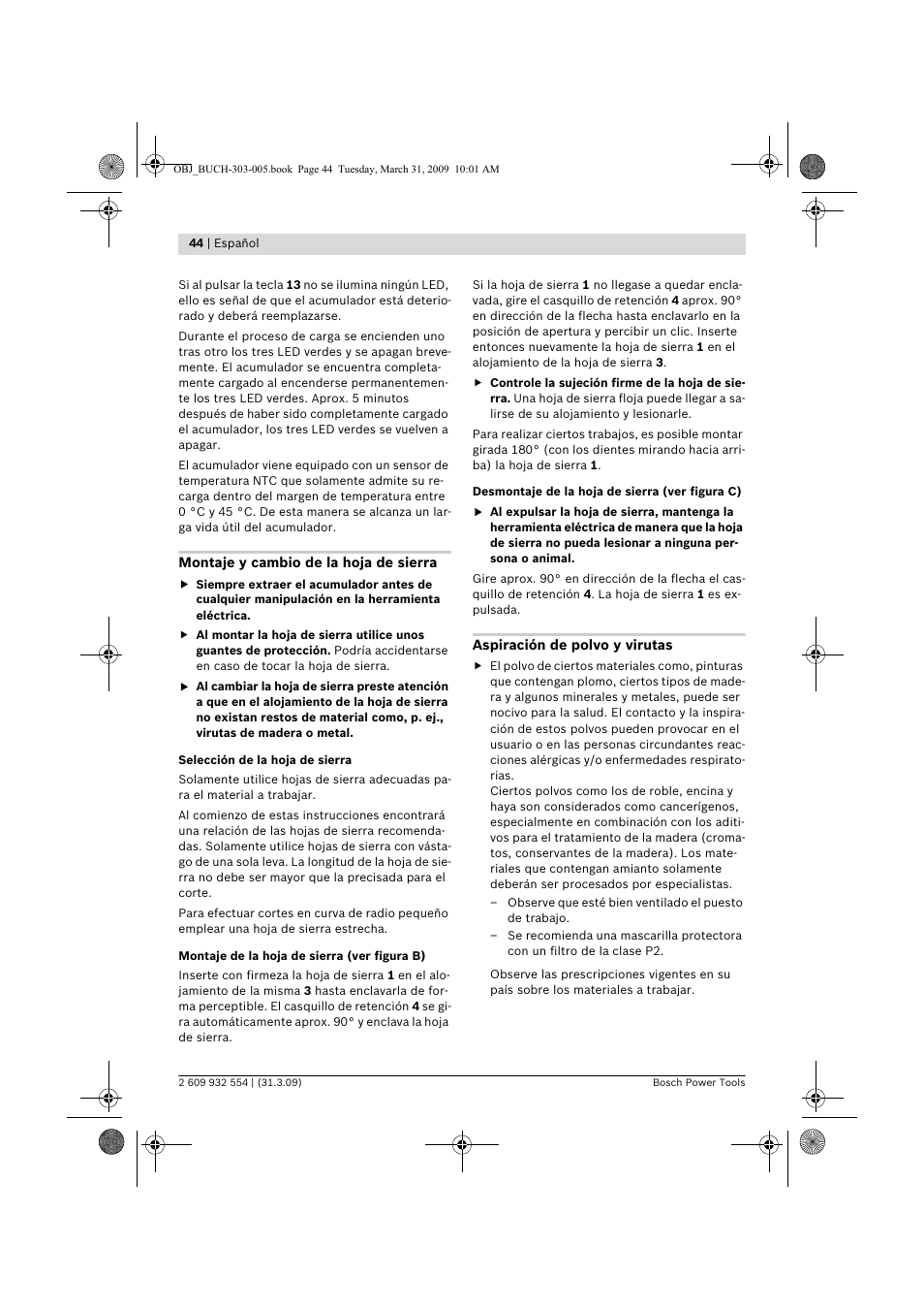 Bosch GSA 36 V-LI Professional User Manual | Page 44 / 289