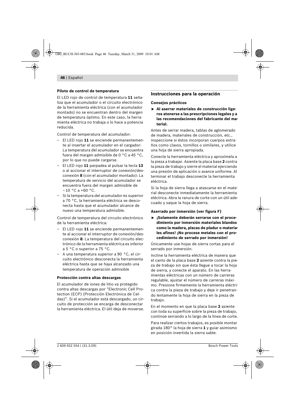 Bosch GSA 36 V-LI Professional User Manual | Page 46 / 289