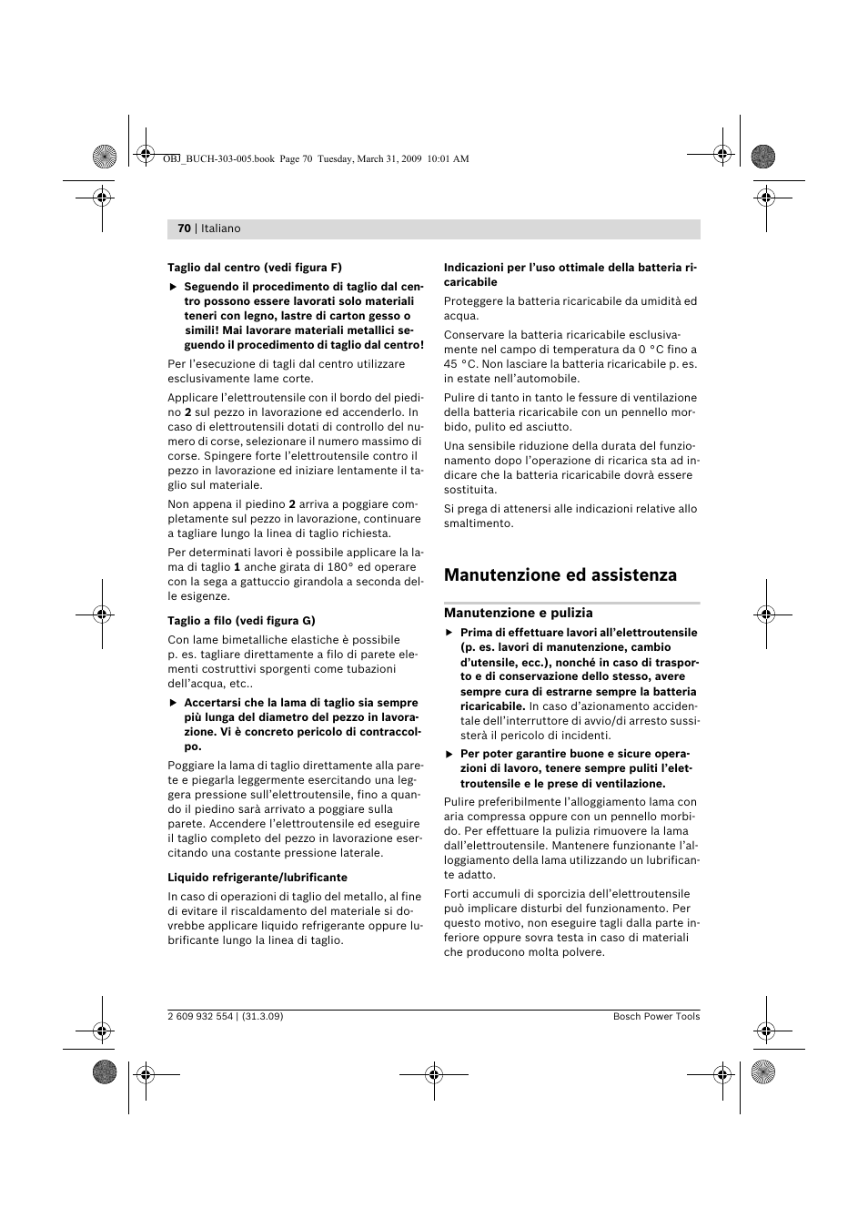 Manutenzione ed assistenza | Bosch GSA 36 V-LI Professional User Manual | Page 70 / 289