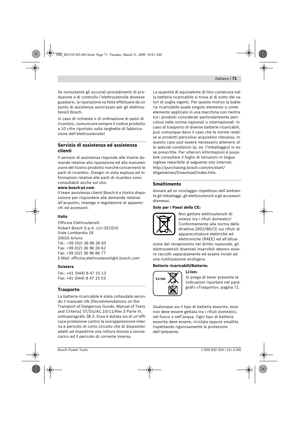 Bosch GSA 36 V-LI Professional User Manual | Page 71 / 289