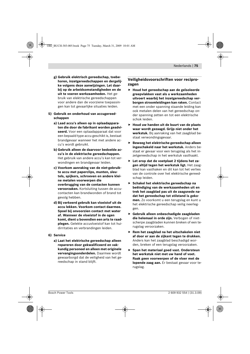 Bosch GSA 36 V-LI Professional User Manual | Page 75 / 289