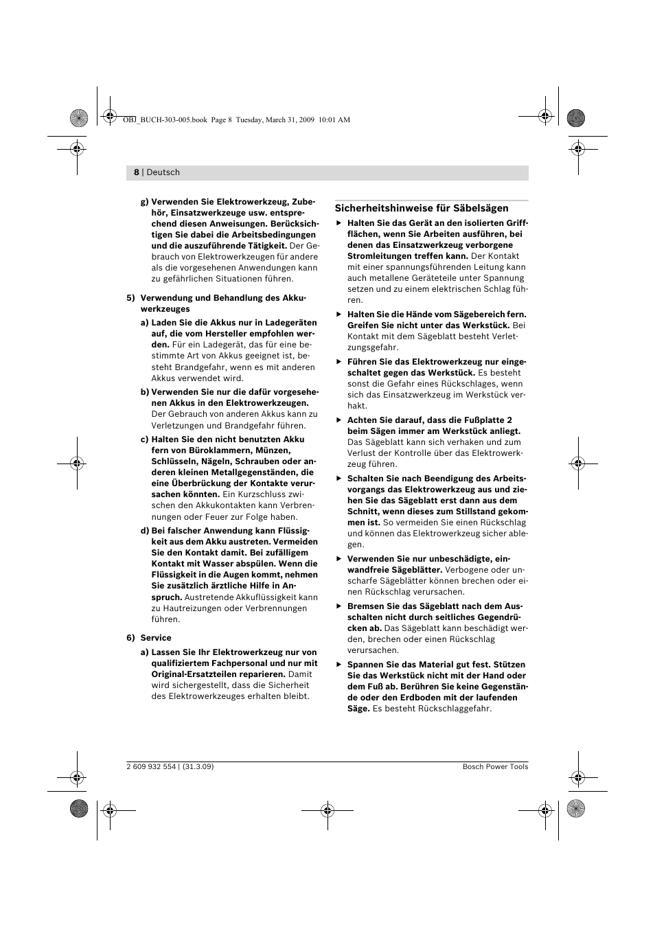 Bosch GSA 36 V-LI Professional User Manual | Page 8 / 289
