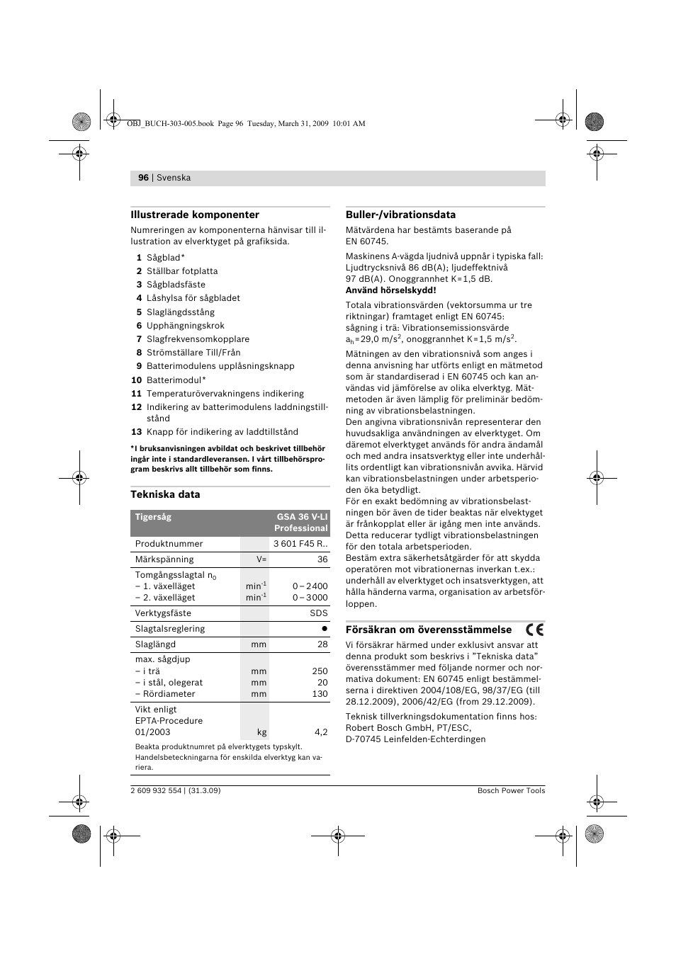 Bosch GSA 36 V-LI Professional User Manual | Page 96 / 289