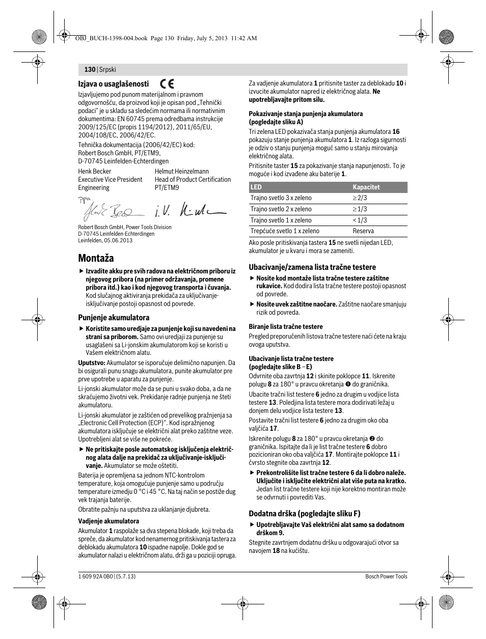 Montaža | Bosch GCB 18 V-LI Professional User Manual | Page 130 / 168