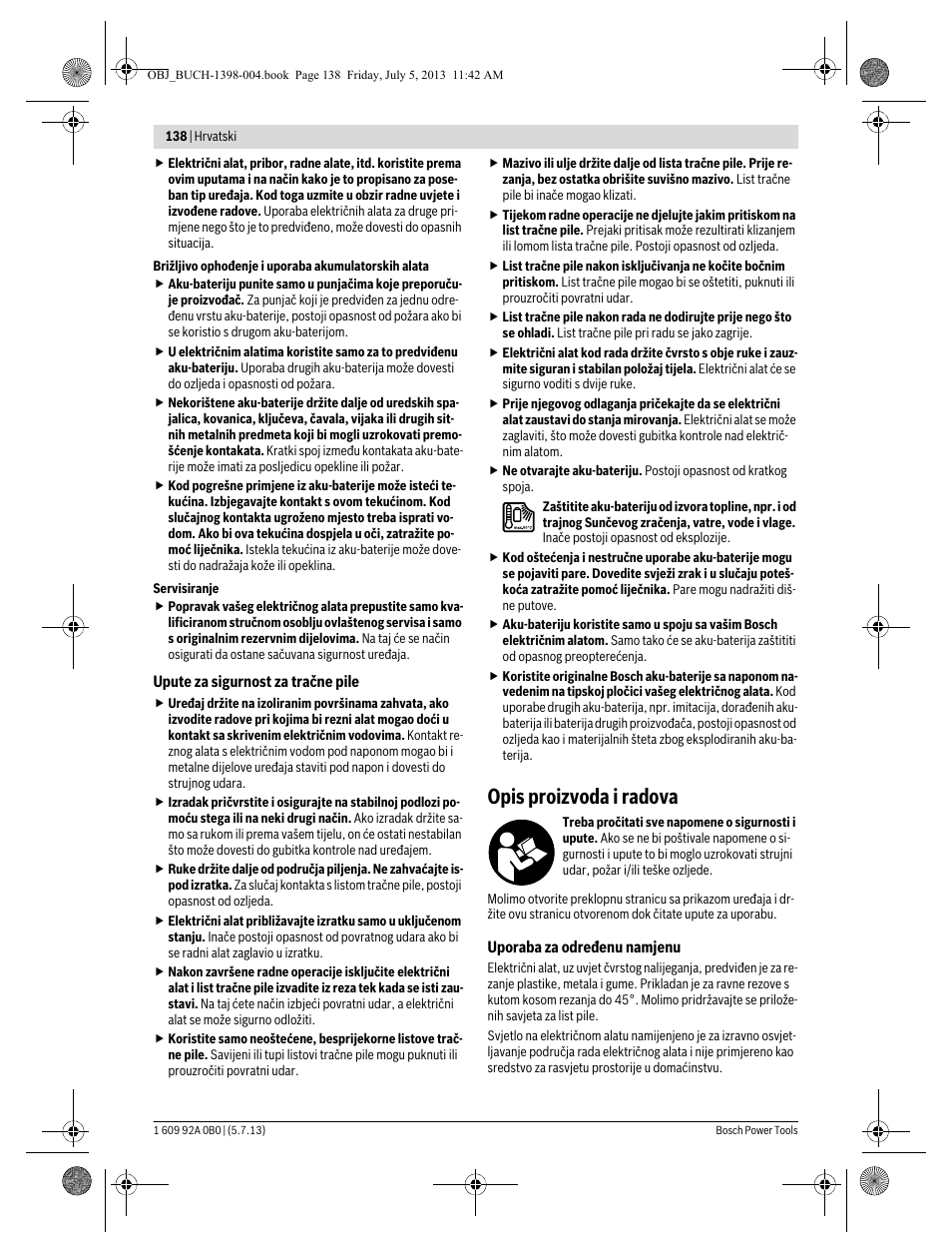 Opis proizvoda i radova | Bosch GCB 18 V-LI Professional User Manual | Page 138 / 168