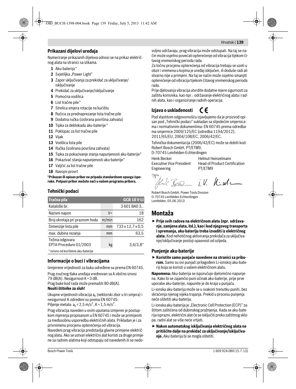 Montaža | Bosch GCB 18 V-LI Professional User Manual | Page 139 / 168