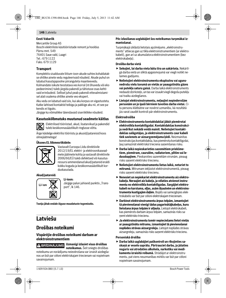 Latviešu | Bosch GCB 18 V-LI Professional User Manual | Page 146 / 168