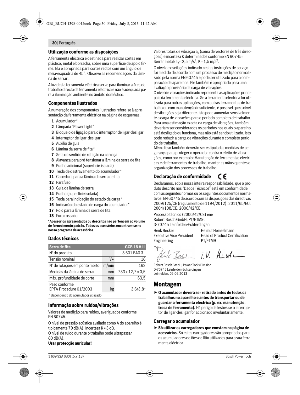 Montagem | Bosch GCB 18 V-LI Professional User Manual | Page 30 / 168