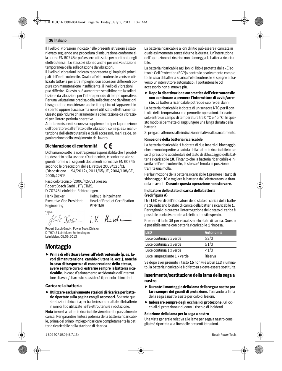 Montaggio | Bosch GCB 18 V-LI Professional User Manual | Page 36 / 168