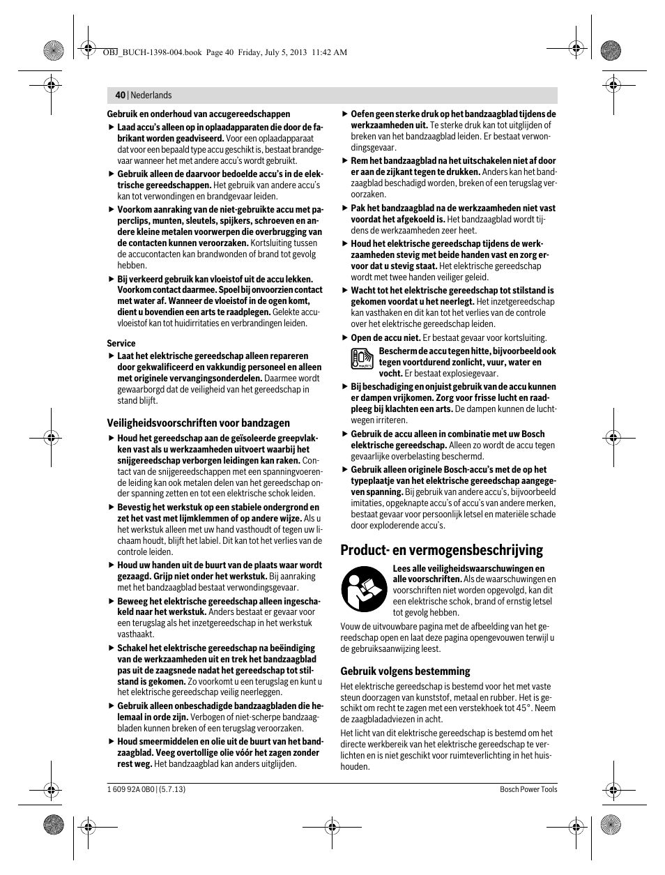 Product- en vermogensbeschrijving | Bosch GCB 18 V-LI Professional User Manual | Page 40 / 168