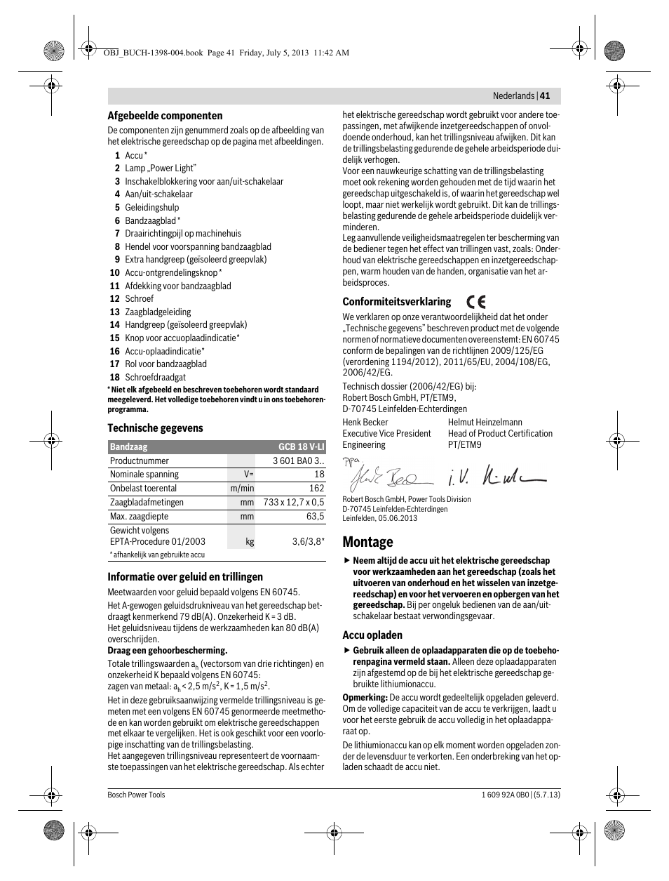 Montage | Bosch GCB 18 V-LI Professional User Manual | Page 41 / 168