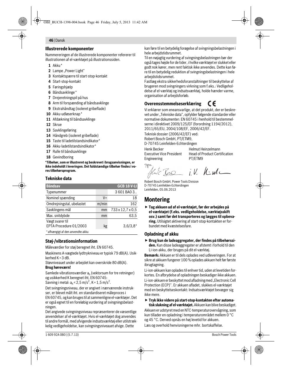 Montering | Bosch GCB 18 V-LI Professional User Manual | Page 46 / 168