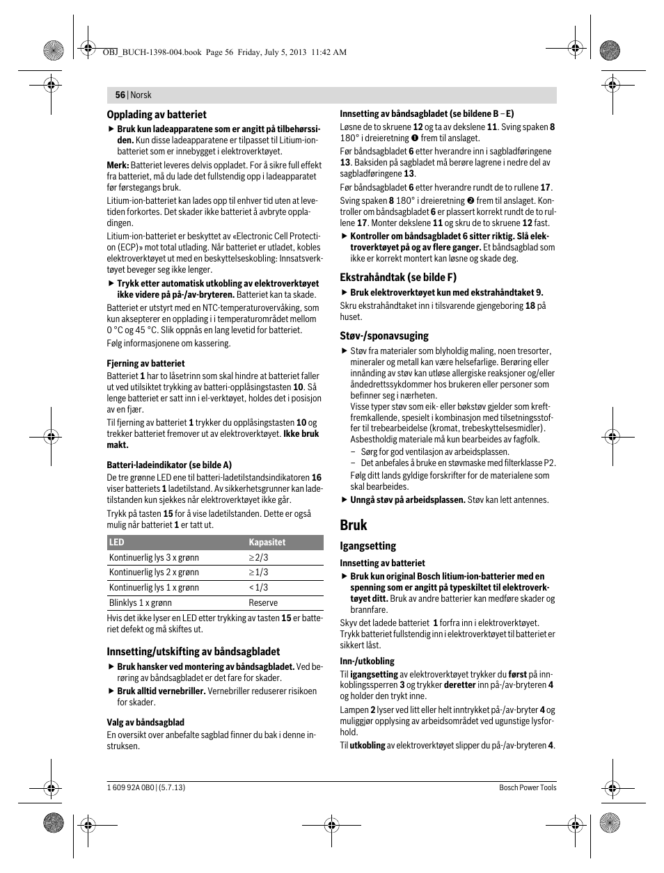 Bruk | Bosch GCB 18 V-LI Professional User Manual | Page 56 / 168