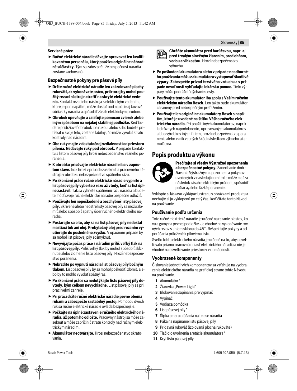 Popis produktu a výkonu | Bosch GCB 18 V-LI Professional User Manual | Page 85 / 168