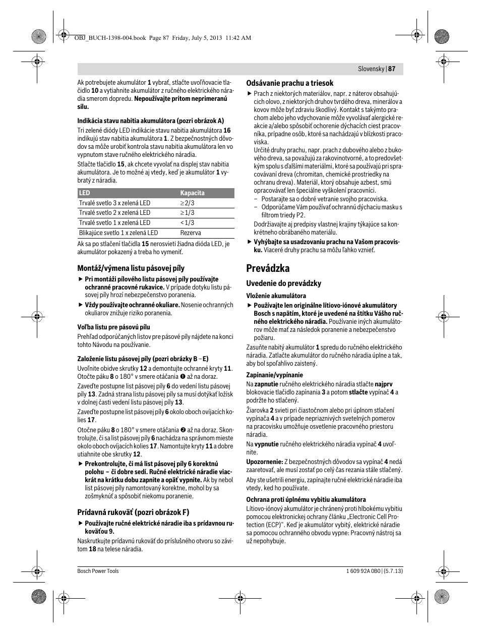 Prevádzka | Bosch GCB 18 V-LI Professional User Manual | Page 87 / 168