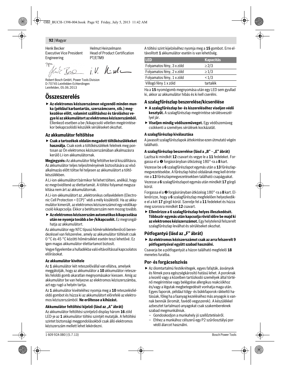 Összeszerelés | Bosch GCB 18 V-LI Professional User Manual | Page 92 / 168