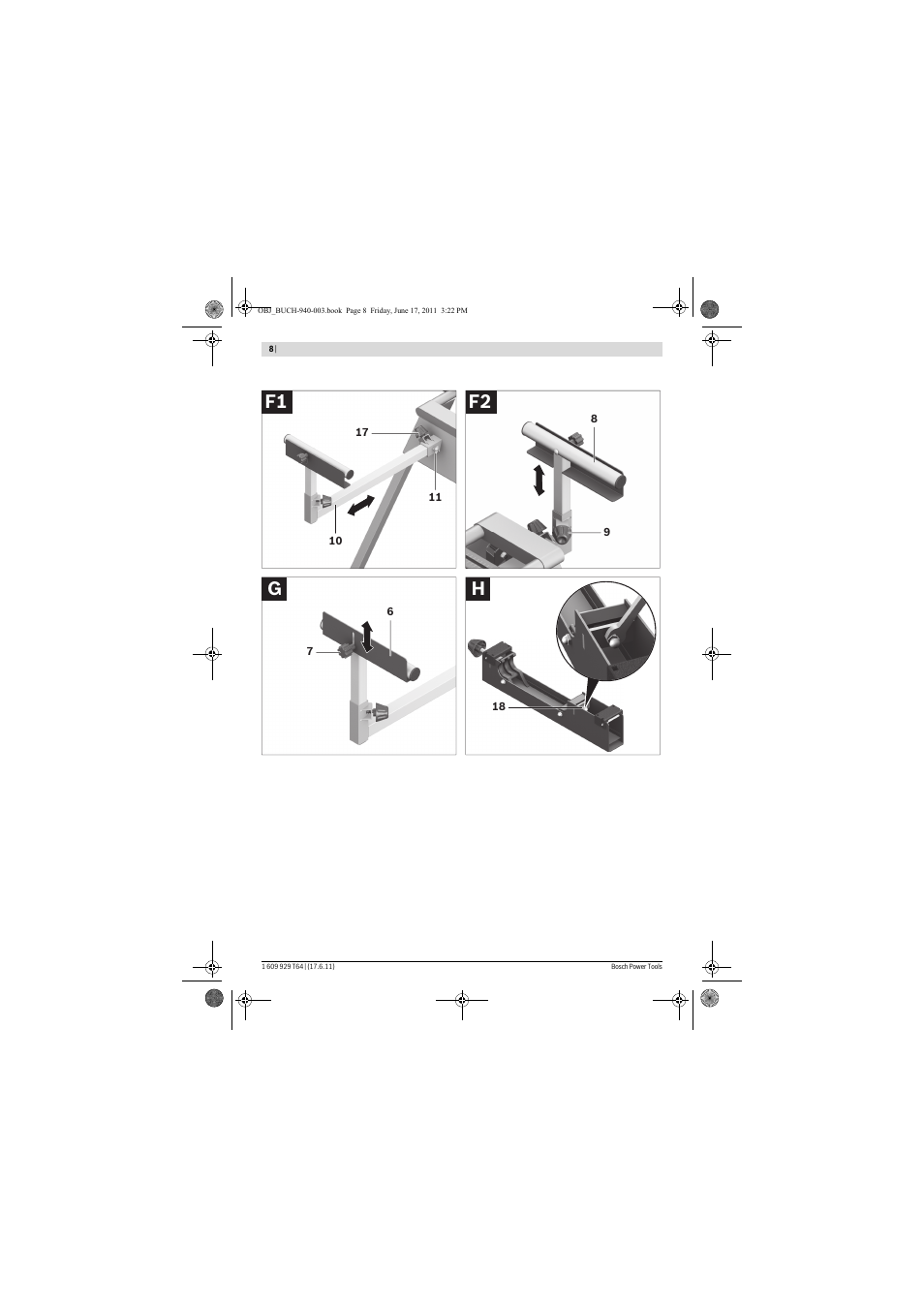 F1 f2 g h | Bosch PTA 2400 User Manual | Page 8 / 91