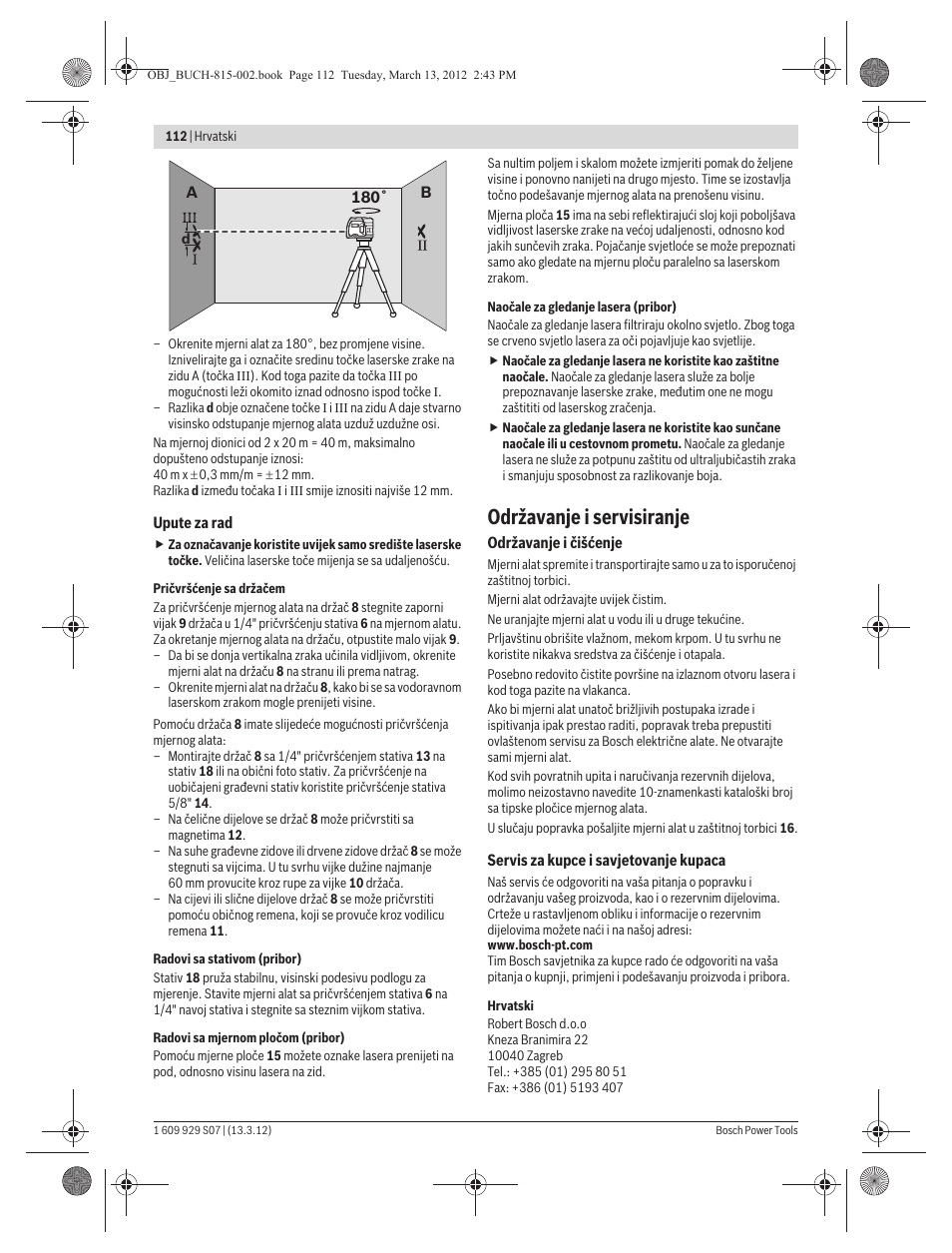 Održavanje i servisiranje | Bosch GPL 5 Professional User Manual | Page 112 / 162