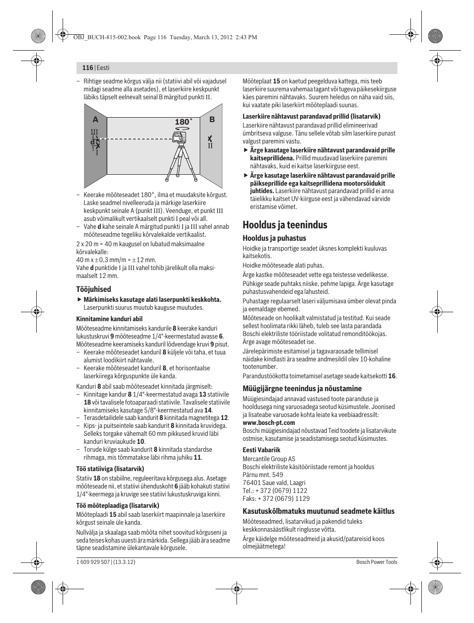 Hooldus ja teenindus | Bosch GPL 5 Professional User Manual | Page 116 / 162