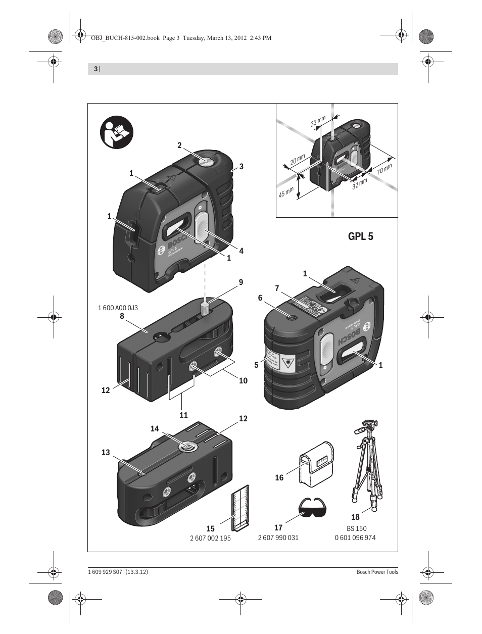 Gpl 5 | Bosch GPL 5 Professional User Manual | Page 3 / 162