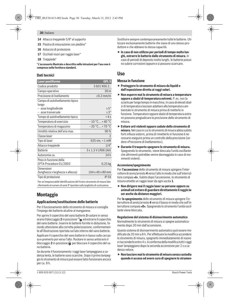 Montaggio | Bosch GPL 5 Professional User Manual | Page 30 / 162