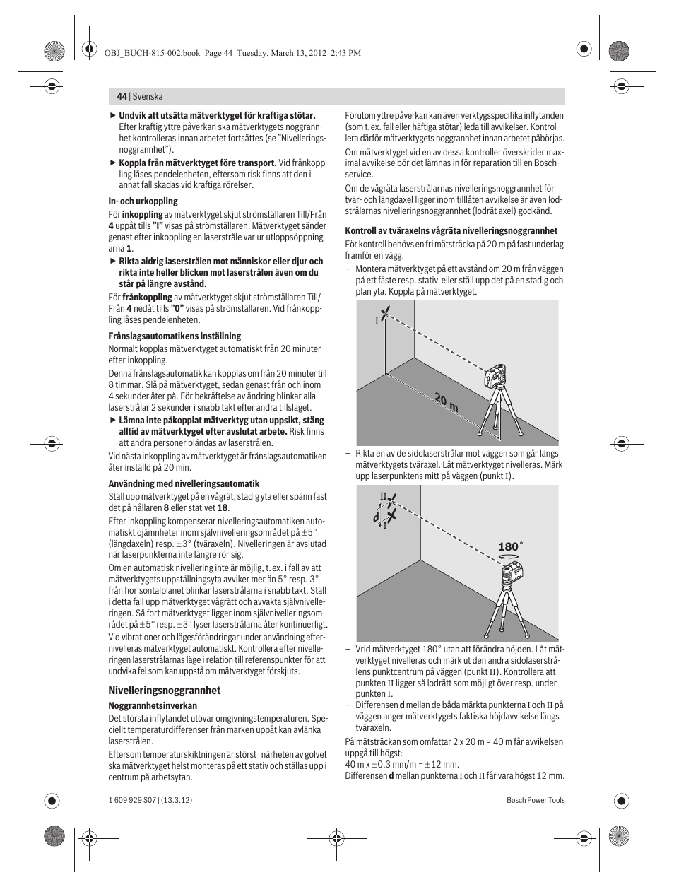 Bosch GPL 5 Professional User Manual | Page 44 / 162