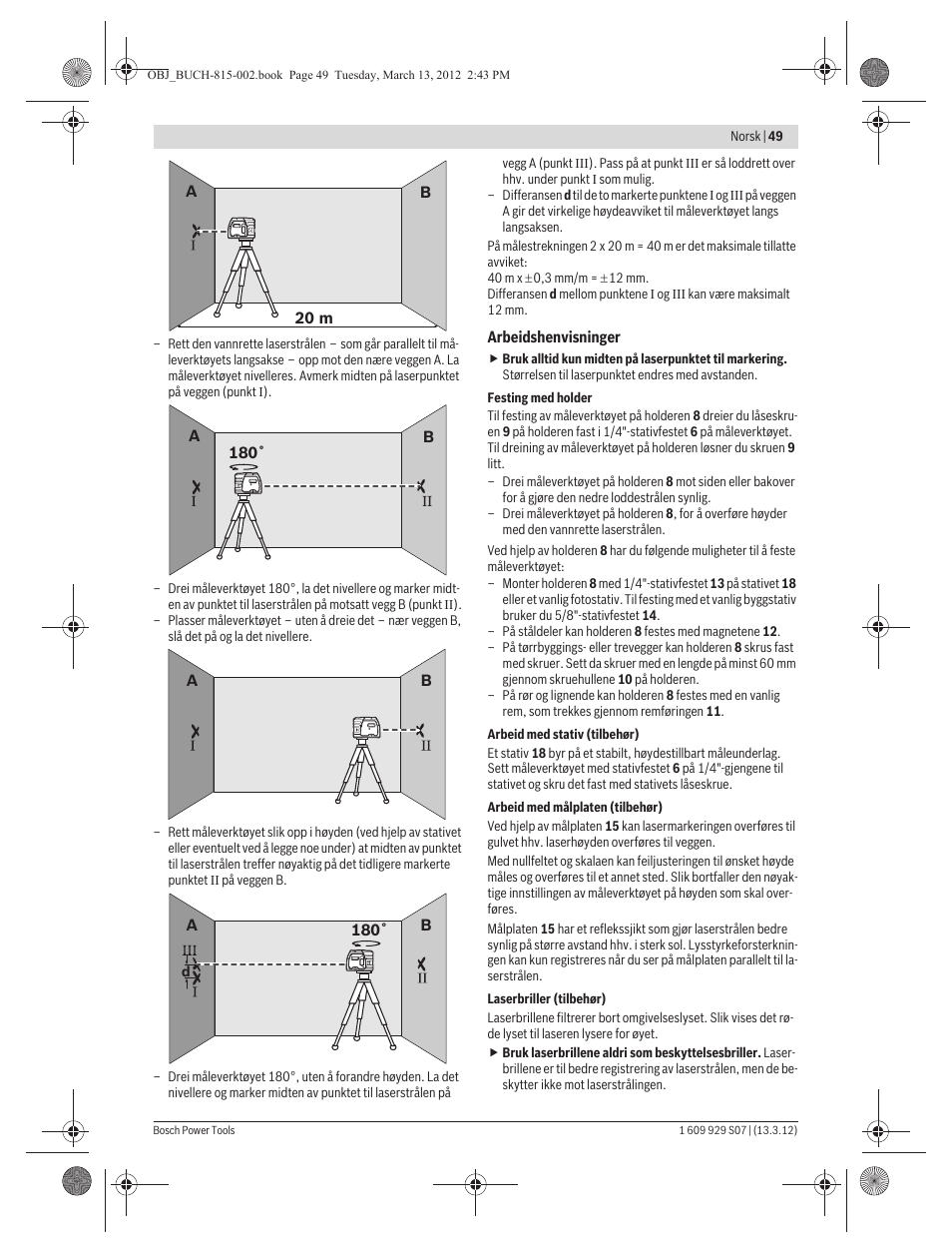 Bosch GPL 5 Professional User Manual | Page 49 / 162
