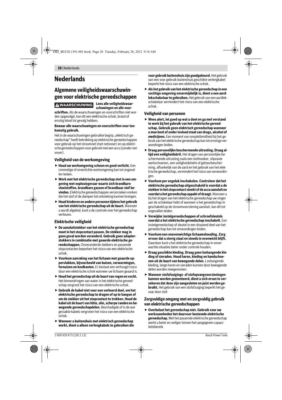 Nederlands | Bosch GSH 11 VC Professional User Manual | Page 28 / 123