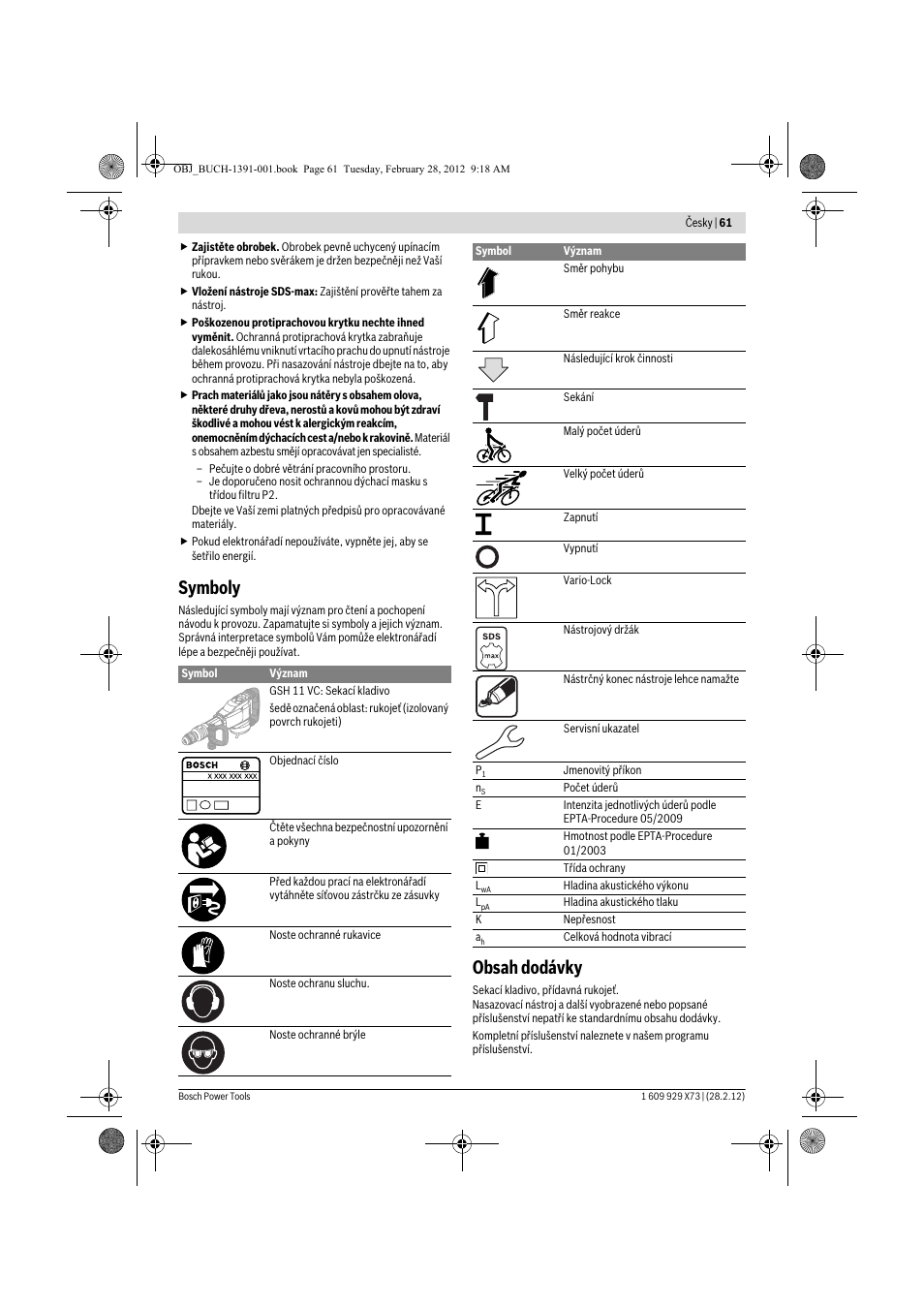 Bosch GSH 11 VC Professional User Manual | Page 61 / 123