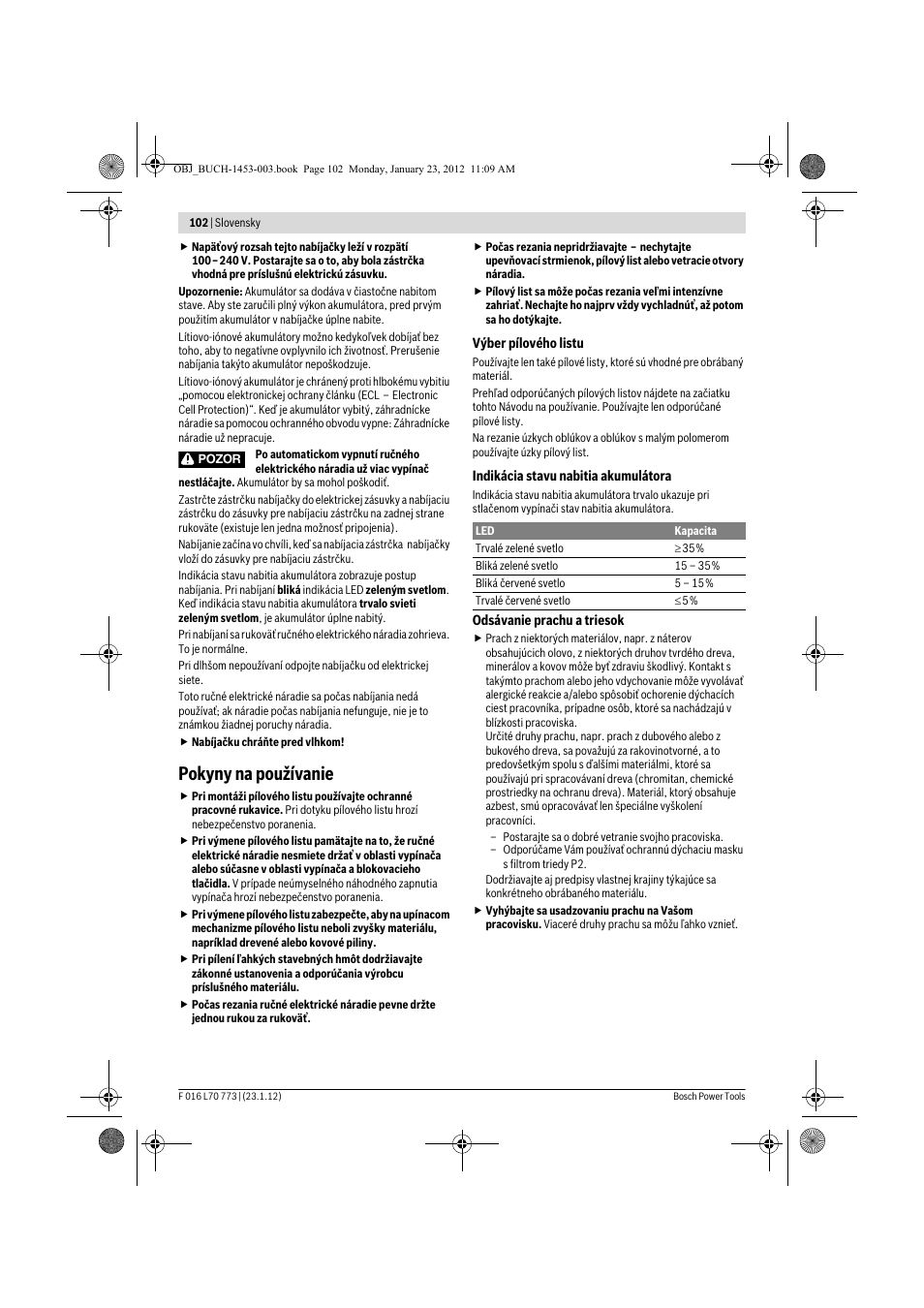 Pokyny na používanie | Bosch Keo User Manual | Page 102 / 181