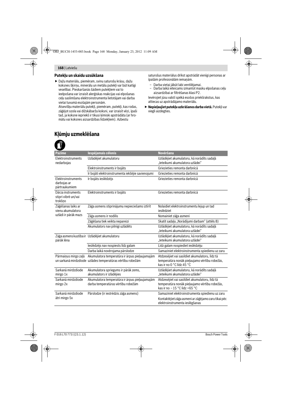 Kļūmju uzmeklēšana | Bosch Keo User Manual | Page 168 / 181